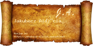 Jakubecz Alícia névjegykártya